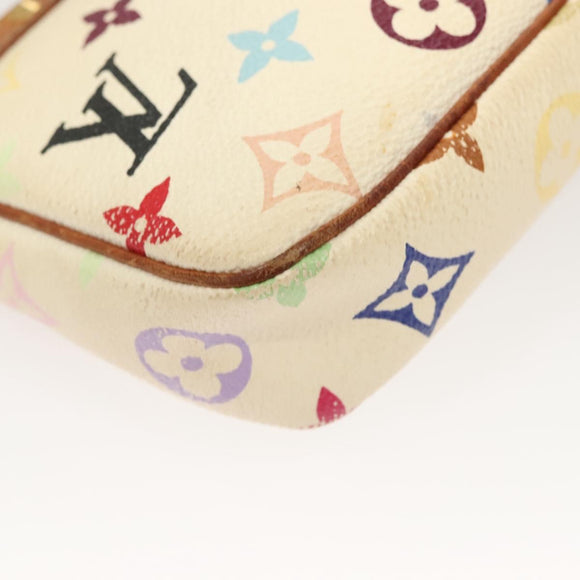 LOUIS VUITTON Monogram Multicolor Pochette Pouch White M92649 LV Auth 135545