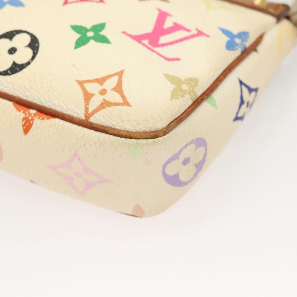 LOUIS VUITTON Monogram Multicolor Pochette Pouch White M92649 LV Auth 135545