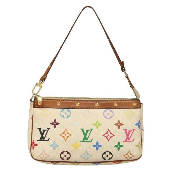 LOUIS VUITTON Monogram Multicolor Pochette Pouch White M92649 LV Auth 135545