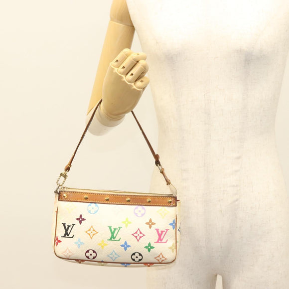 LOUIS VUITTON Monogram Multicolor Pochette Pouch White M92649 LV Auth 135545