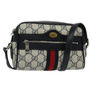 GUCCI GG Supreme Sherry Line Shoulder Bag PVC Navy Red Auth 135549-1