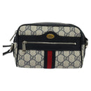 GUCCI GG Supreme Sherry Line Shoulder Bag PVC Navy Red Auth 135549-13
