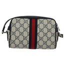 GUCCI GG Supreme Sherry Line Shoulder Bag PVC Navy Red Auth 135549-2
