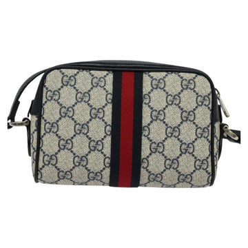 GUCCI GG Supreme Sherry Line Shoulder Bag PVC Navy Red Auth 135549 - 0