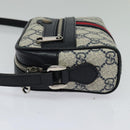 GUCCI GG Supreme Sherry Line Shoulder Bag PVC Navy Red Auth 135549-3