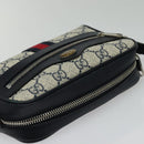 GUCCI GG Supreme Sherry Line Shoulder Bag PVC Navy Red Auth 135549-6