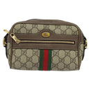 GUCCI GG Supreme Web Sherry Line Shoulder Bag PVC Brown Gold 517350 Auth 135550-13