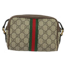 GUCCI GG Supreme Web Sherry Line Shoulder Bag PVC Brown Gold 517350 Auth 135550-2