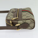 GUCCI GG Supreme Web Sherry Line Shoulder Bag PVC Brown Gold 517350 Auth 135550-3