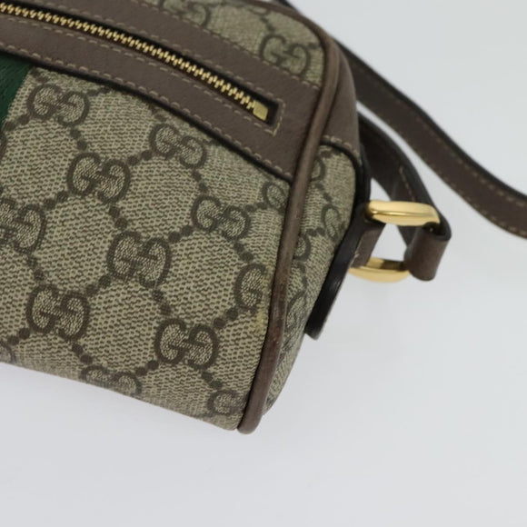 GUCCI GG Supreme Web Sherry Line Shoulder Bag PVC Brown Gold 517350 Auth 135550