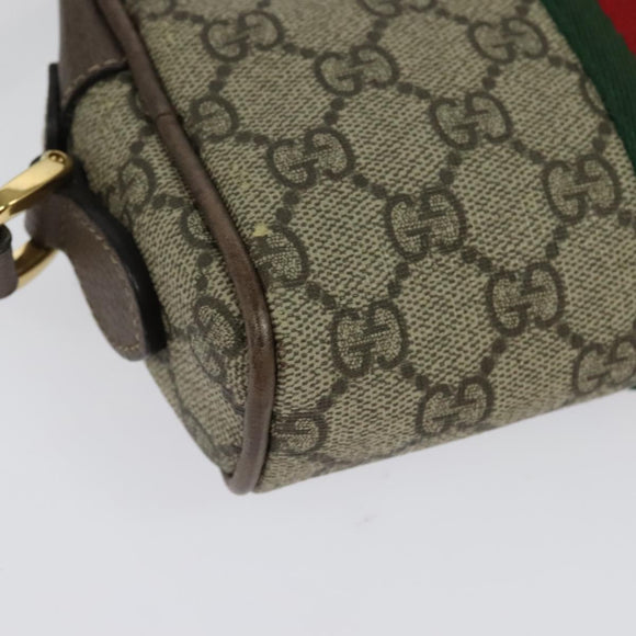 GUCCI GG Supreme Web Sherry Line Shoulder Bag PVC Brown Gold 517350 Auth 135550