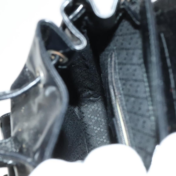 GUCCI Bamboo Backpack Enamel Black Silver 003 2034 0030 Auth 135553