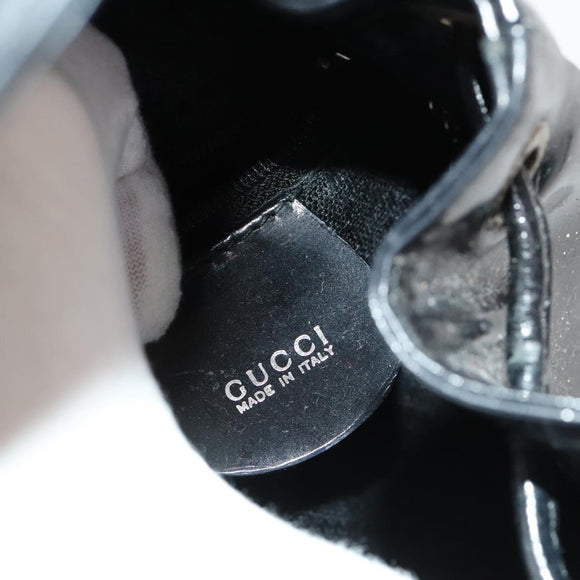 GUCCI Bamboo Backpack Enamel Black Silver 003 2034 0030 Auth 135553