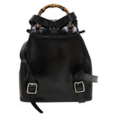 GUCCI Bamboo Backpack Enamel Black Silver 003 2034 0030 Auth 135553-2