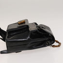 GUCCI Bamboo Backpack Enamel Black Silver 003 2034 0030 Auth 135553-3