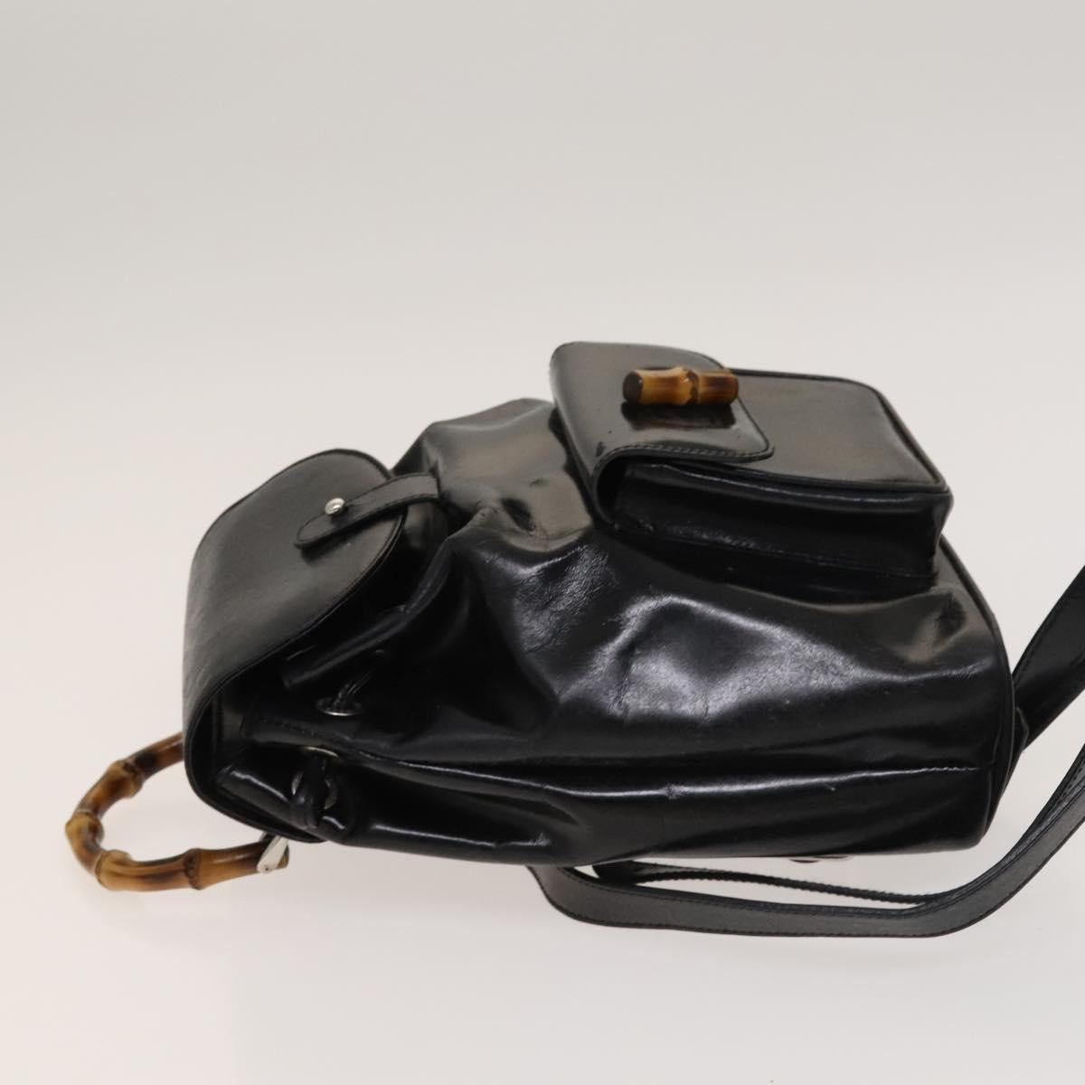 Gucci Backpack Bamboo 003 5 Black Nylon Enamel GUCCI Bamboo Backpack Suede Leather Black Gold 003 1705 0030  main image 2