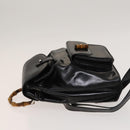 GUCCI Bamboo Backpack Enamel Black Silver 003 2034 0030 Auth 135553-4