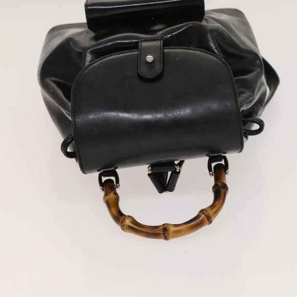GUCCI Bamboo Backpack Enamel Black Silver 003 2034 0030 Auth 135553