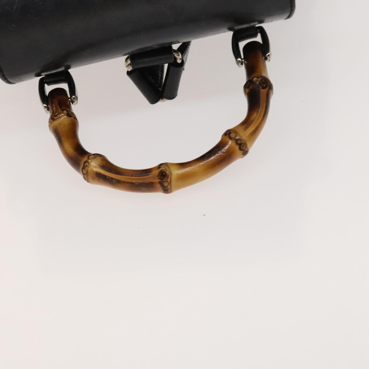 GUCCI Bamboo Backpack Enamel Black Silver 003 2034 0030 Auth  display picture 3