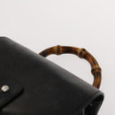 GUCCI Bamboo Backpack Enamel Black Silver 003 2034 0030 Auth 135553-14