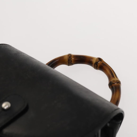 GUCCI Bamboo Backpack Enamel Black Silver 003 2034 0030 Auth 135553