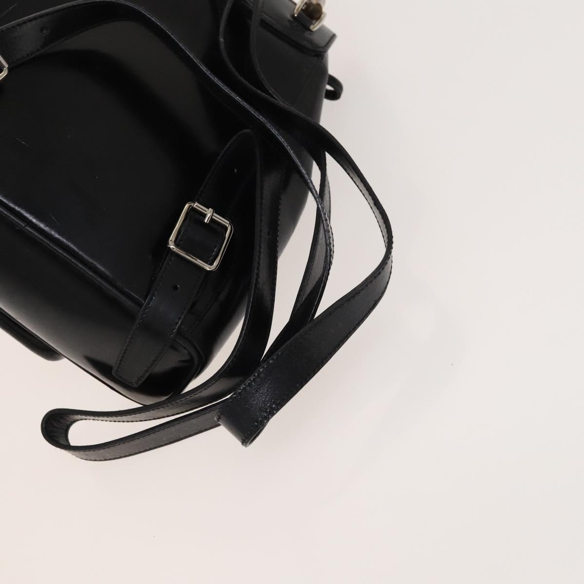 GUCCI Bamboo Backpack Enamel Black Silver 003 2034 0030 Auth 