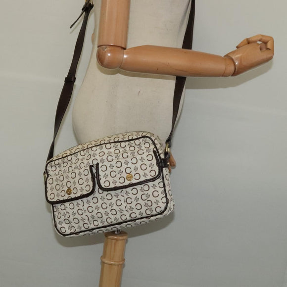 CELINE C Macadam Canvas Shoulder Bag White Auth 135554