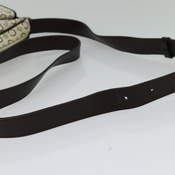 CELINE C Macadam Canvas Shoulder Bag White Auth 135554