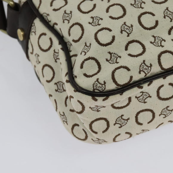 CELINE C Macadam Canvas Shoulder Bag White Auth 135554