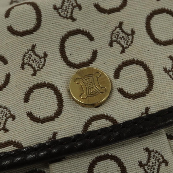 CELINE C Macadam Canvas Shoulder Bag White Auth 135554