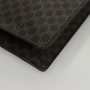 CELINE Macadam Canvas Clutch Bag PVC Leather Black Gold Auth 135556-15