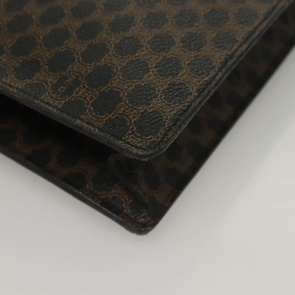 CELINE Macadam Canvas Clutch Bag PVC Leather Black Gold Auth 135556