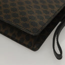 CELINE Macadam Canvas Clutch Bag PVC Leather Black Gold Auth 135556-16