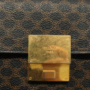 CELINE Macadam Canvas Clutch Bag PVC Leather Black Gold Auth 135556-9