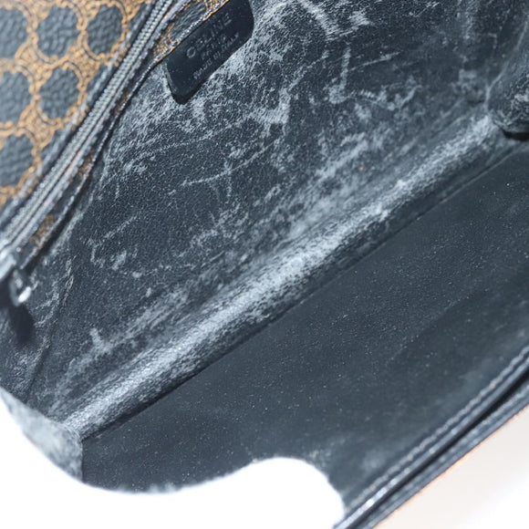 CELINE Macadam Canvas Clutch Bag PVC Leather Black Gold Auth 135556