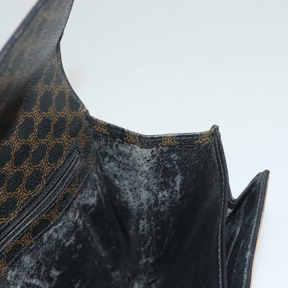 CELINE Macadam Canvas Clutch Bag PVC Leather Black Gold Auth 135556