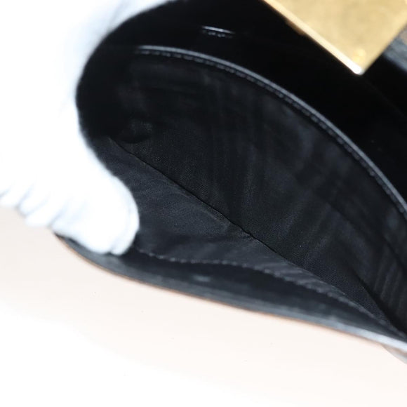 CELINE Macadam Canvas Clutch Bag PVC Leather Black Gold Auth 135556