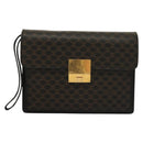 CELINE Macadam Canvas Clutch Bag PVC Leather Black Gold Auth 135556-13