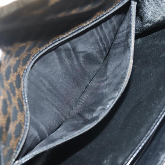 CELINE Macadam Canvas Clutch Bag PVC Leather Black Gold Auth 135556