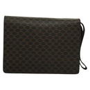 CELINE Macadam Canvas Clutch Bag PVC Leather Black Gold Auth 135556-2