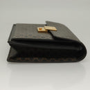 CELINE Macadam Canvas Clutch Bag PVC Leather Black Gold Auth 135556-3