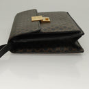 CELINE Macadam Canvas Clutch Bag PVC Leather Black Gold Auth 135556-4