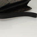 CELINE Macadam Canvas Clutch Bag PVC Leather Black Gold Auth 135556-7