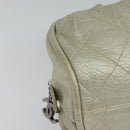 CHANEL Wild Stitch Hand Bag Leather Silver tone CC Auth 135561-2