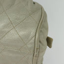 CHANEL Wild Stitch Hand Bag Leather Silver tone CC Auth 135561-3