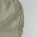 CHANEL Wild Stitch Hand Bag Leather Silver tone CC Auth 135561-5