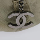 CHANEL Wild Stitch Hand Bag Leather Silver tone CC Auth 135561-6