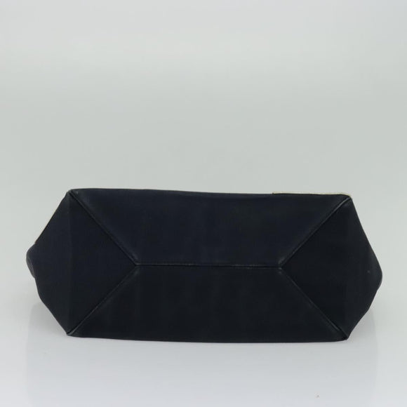 CHANEL Chain Tote Bag No5 Canvas Navy Silver CC Auth 135564