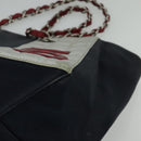 CHANEL Chain Tote Bag No5 Canvas Navy Silver CC Auth 135564-3