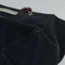 CHANEL Chain Tote Bag No5 Canvas Navy Silver CC Auth 135564-5